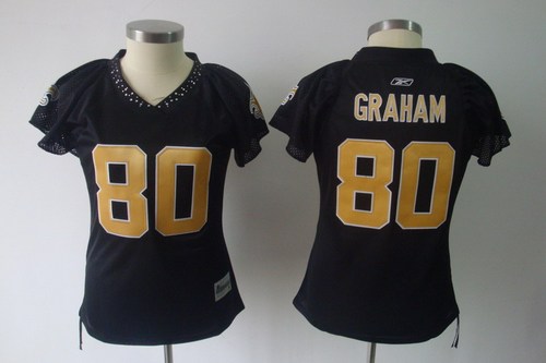 Saints #80 Jimmy Graham Black Women's Field Flirt Stitched NFL Jersey